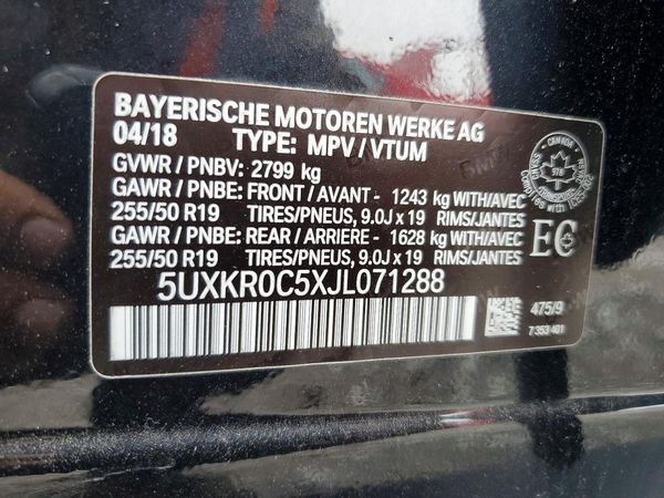 2018 BMW X5 xDrive35i — VINS