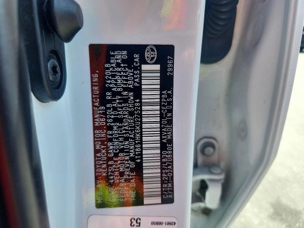 2019 TOYOTA CAMRY — VINS