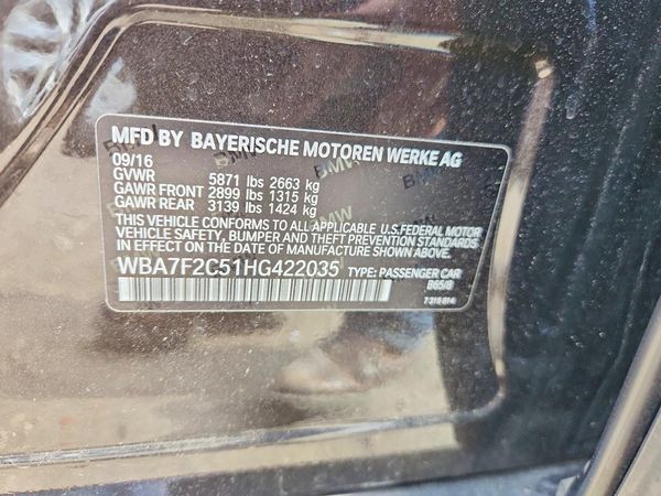 2017 BMW 750 — VINS
