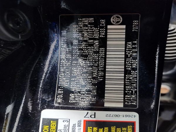 2013 TOYOTA CAMRY — VINS