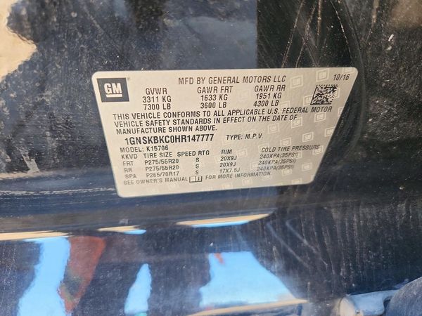 2017 CHEVROLET TAHOE LT — VINS