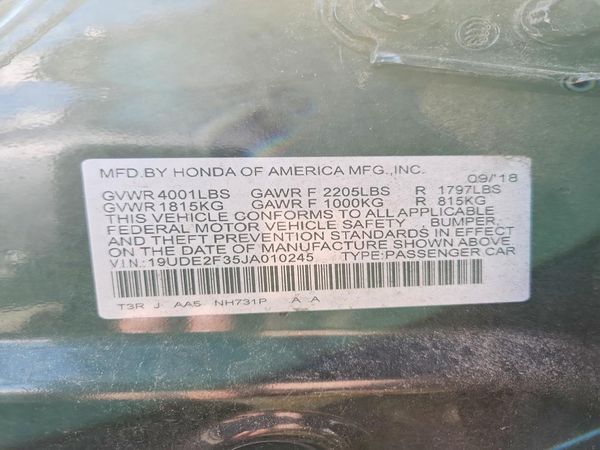 2018 ACURA ILX Base/Acura Watch Plus — VINS