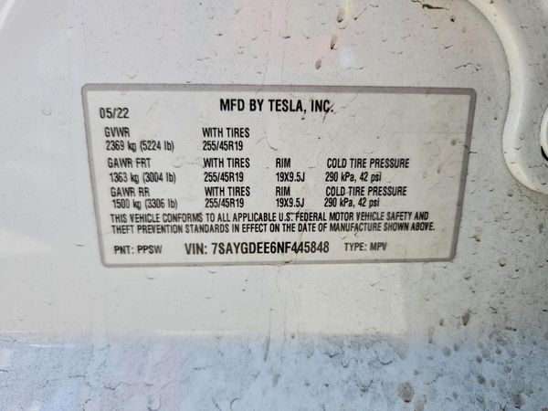 2022 TESLA MODEL Y — VINS