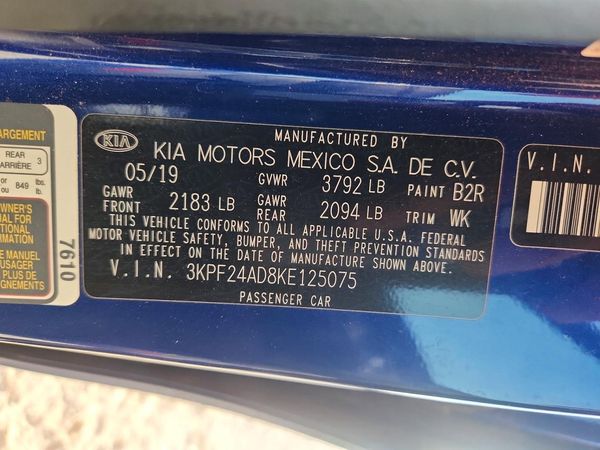 2019 KIA FORTE FE/LX/LXS — VINS