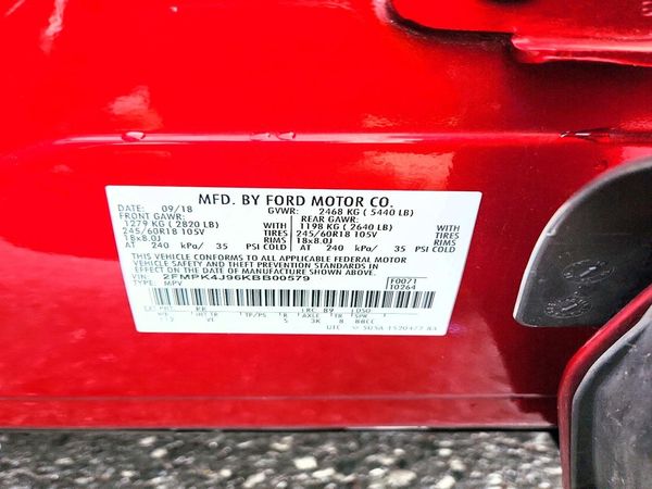 2019 FORD EDGE SEL — VINS