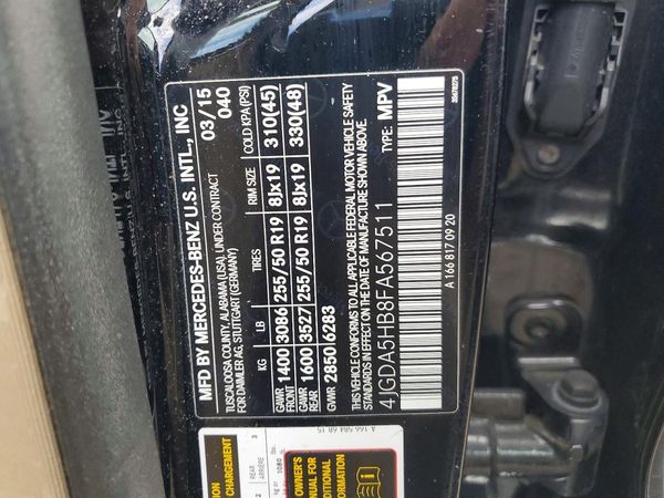 2015 MERCEDES-BENZ ML ML350 — VINS