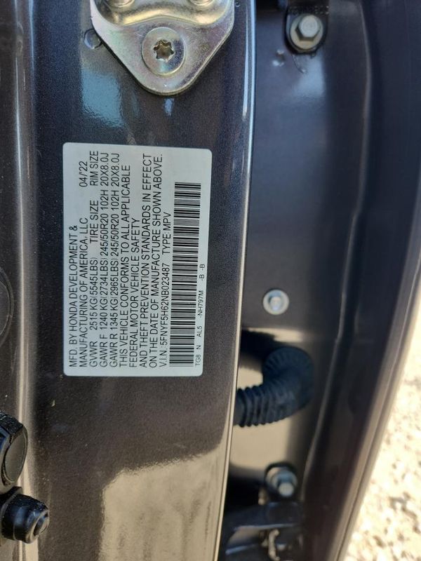 2022 HONDA PILOT — VINS
