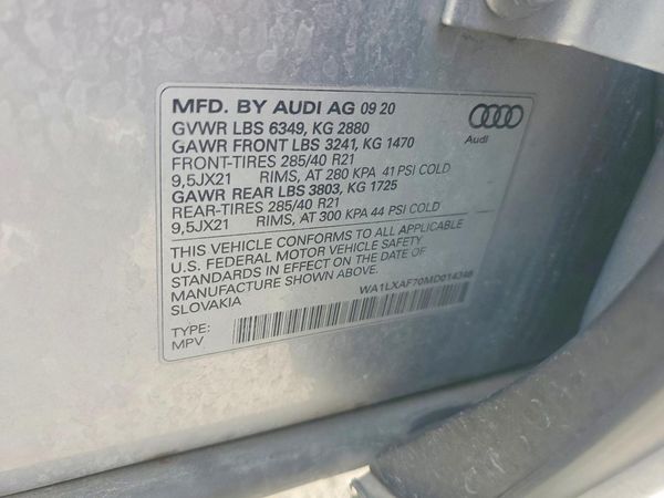 2021 AUDI Q7 — VINS