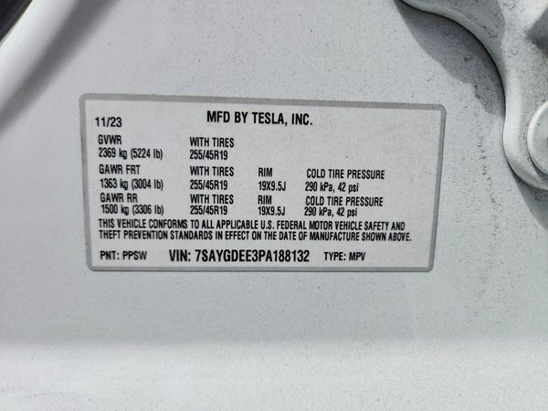 2023 TESLA MODEL Y — VINS
