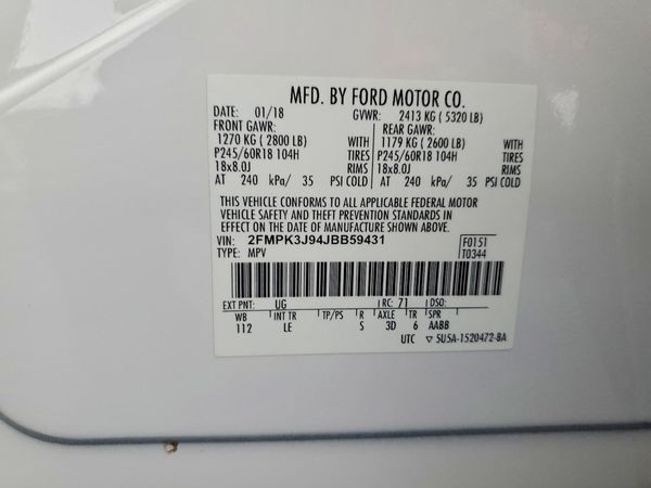 2018 FORD EDGE — VINS