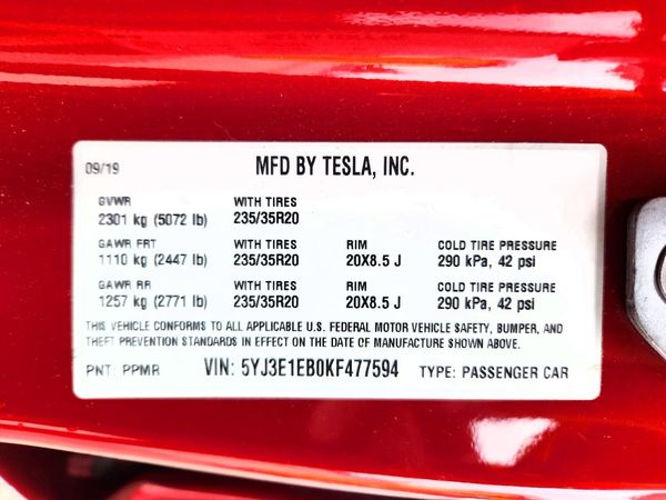 2019 TESLA MODEL 3 — VINS