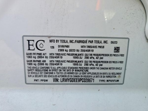 2023 TESLA MODEL Y — VINS