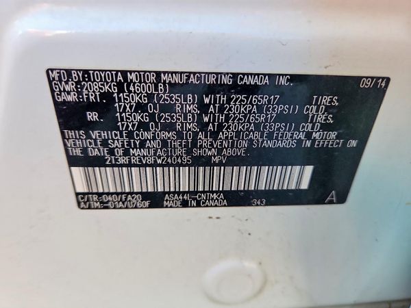 2015 TOYOTA RAV4 XLE (M Grade)