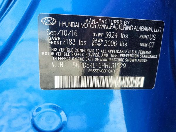 2017 HYUNDAI ELANTRA — VINS