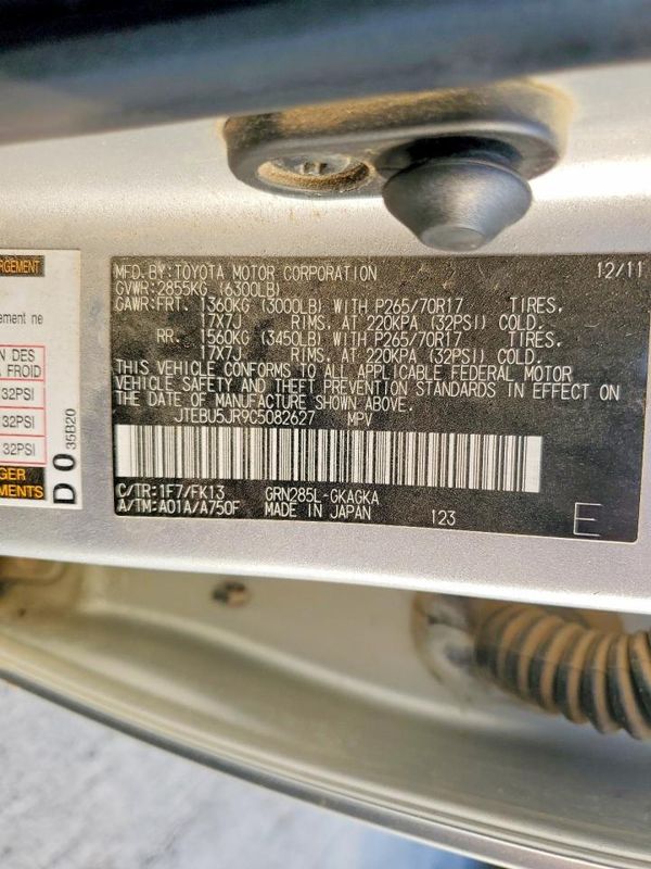 2012 TOYOTA 4RUNNER — VINS