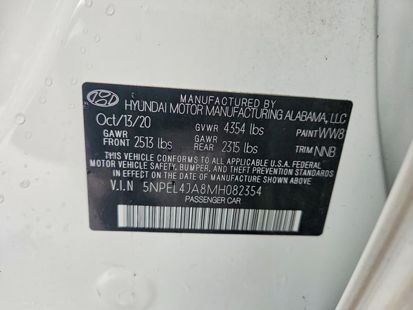 2021 HYUNDAI SONATA SEL — VINS