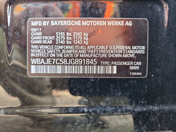 2018 BMW 540 xDrive — VINS