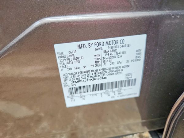 2019 FORD EDGE — VINS