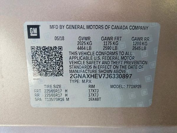 2018 CHEVROLET EQUINOX LS — VINS