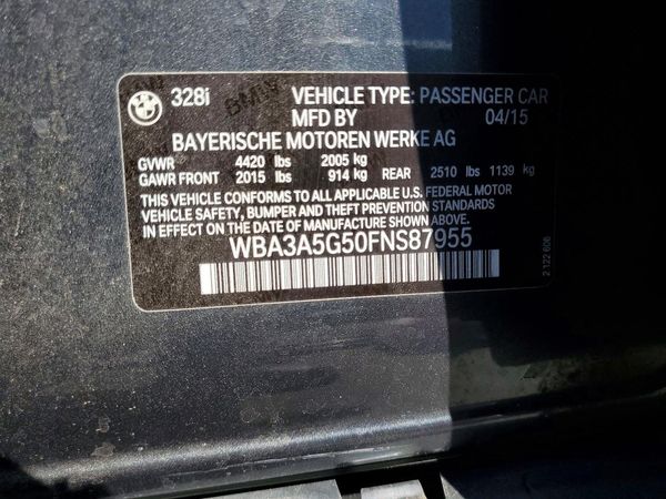 2015 BMW 3 SERIES SA — VINS