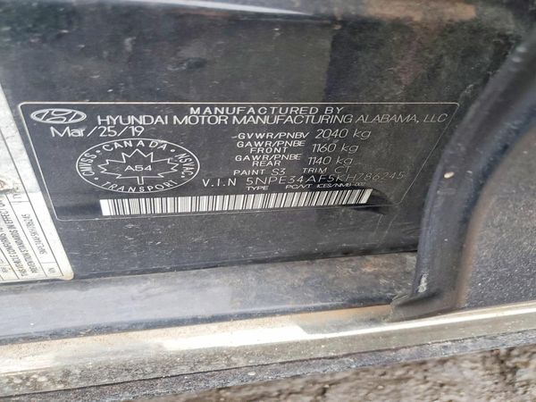 2019 HYUNDAI SONATA — VINS