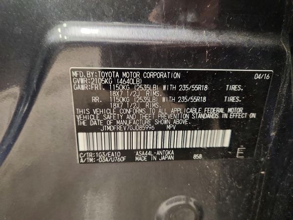 2016 TOYOTA RAV4 Limited (G Grade)