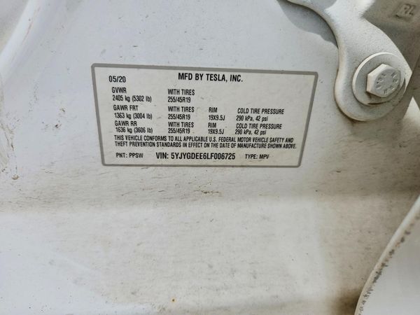2020 TESLA MODEL Y — VINS