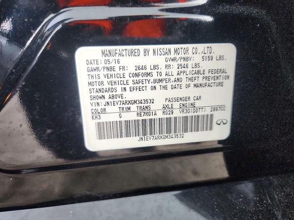 2016 INFINITI Q50 — VINS