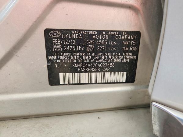 2012 HYUNDAI SONATA — VINS