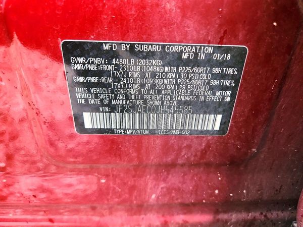 2018 SUBARU FORESTER — VINS