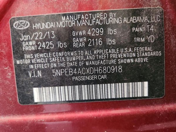 2013 HYUNDAI SONATA GLS/ GLS Popular — VINS