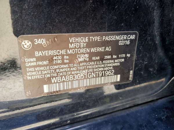2016 BMW 340 — VINS