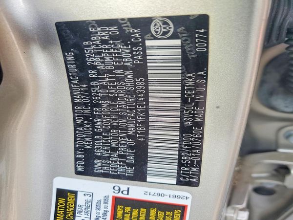 2014 TOYOTA CAMRY — VINS