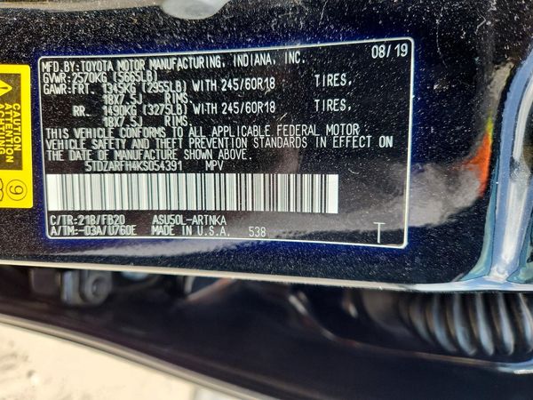 2019 TOYOTA HIGHLANDER — VINS