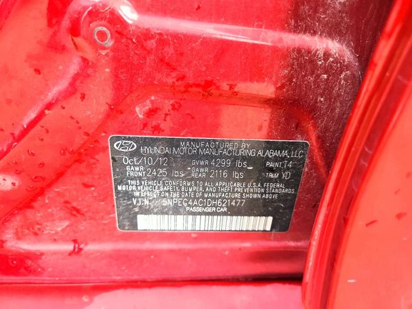 2013 HYUNDAI SONATA — VINS