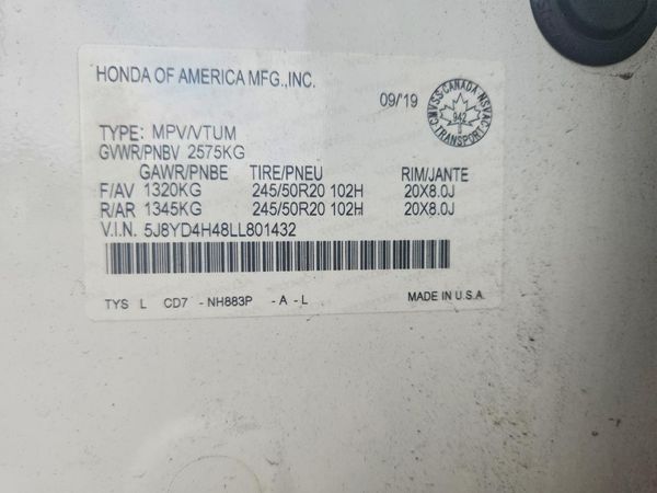2020 ACURA MDX Tech — VINS