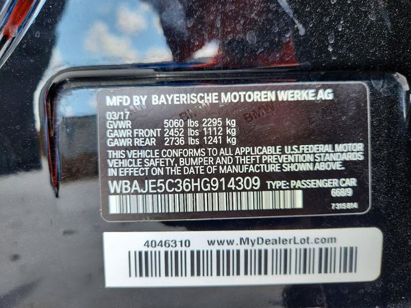 2017 BMW 540 — VINS