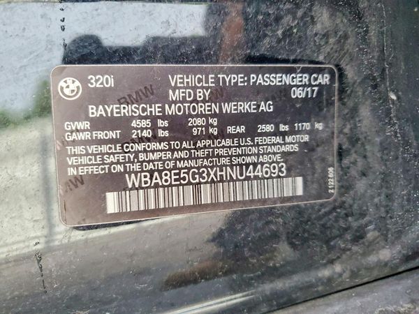 2017 BMW 3 SERIES — VINS