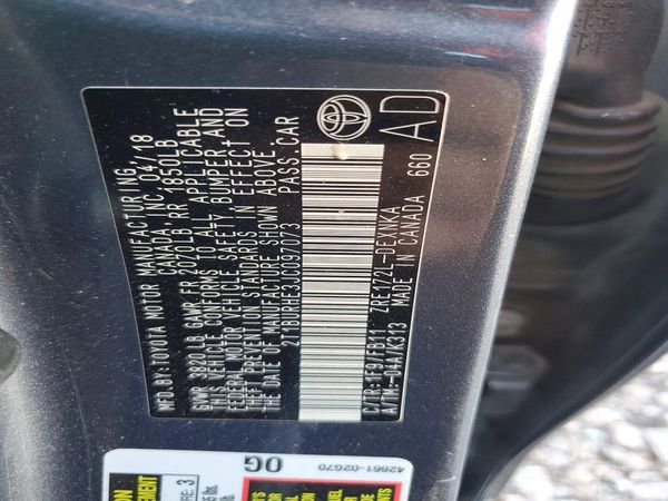 2018 TOYOTA COROLLA L/LE/SE/XLE/XSE — VINS