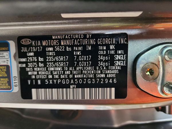2018 KIA SORENTO L, LX — VINS
