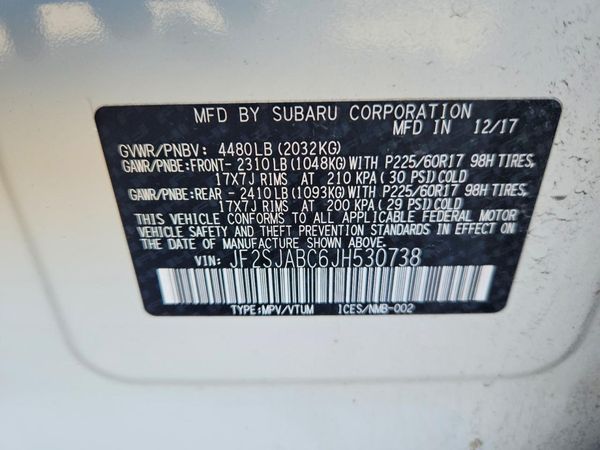 2018 SUBARU FORESTER — VINS