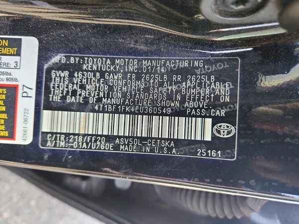 2014 TOYOTA CAMRY — VINS