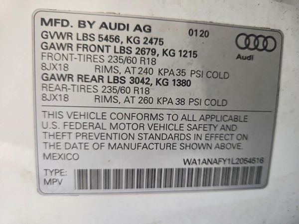 2020 AUDI Q5 — VINS