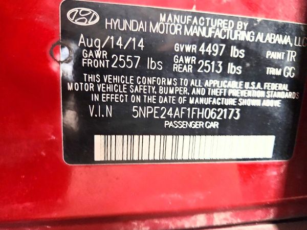 2015 HYUNDAI SONATA — VINS