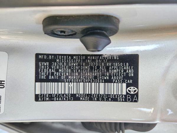 2017 TOYOTA COROLLA — VINS