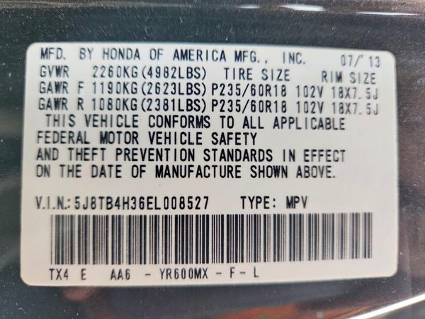 2014 ACURA RDX — VINS