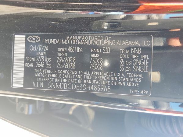2025 HYUNDAI TUCSON — VINS