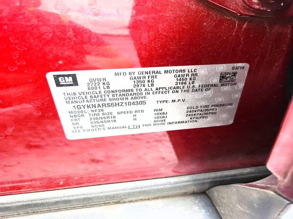 2017 CADILLAC XT5 Base — VINS