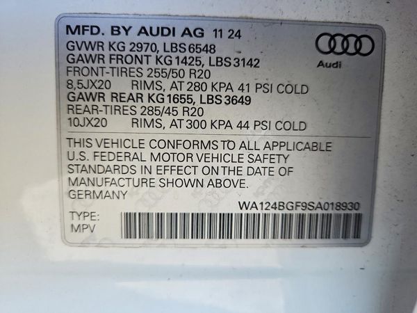 2025 AUDI Q6 E-TRON — VINS