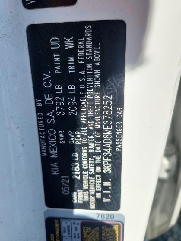 2021 KIA FORTE — VINS